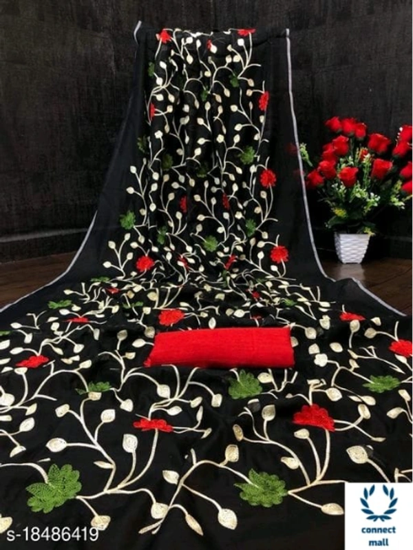 Chanderi Cotton Graceful Saree - Saree Length Size-5.5m BlouseLength Size-0.8, Chanderi Cotton, Embroidered, Pack of ;1